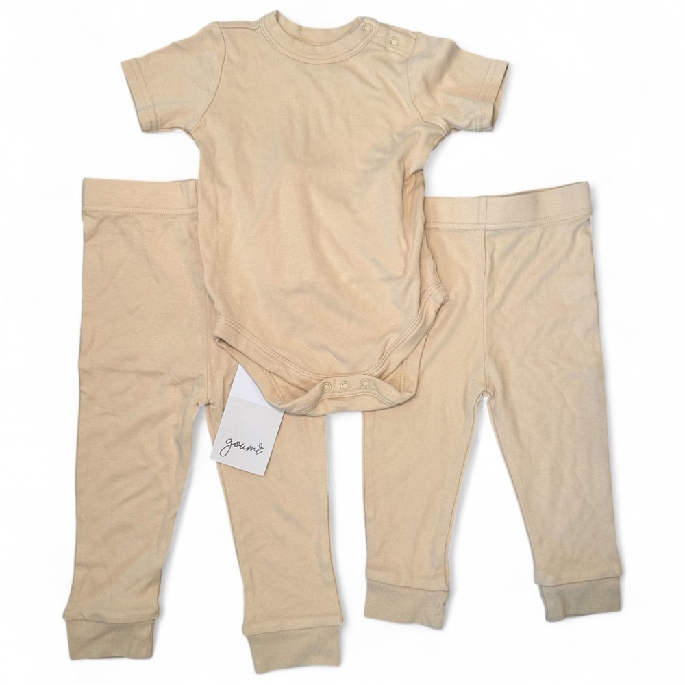 Goumi Baby Outfit Set Bundle of 3 Cream Bamboo Cotton Blend 6-12 and 12-18 month